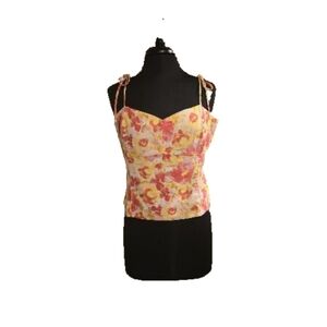 Old Navy Spaghetti Strap Floral Top Size L Rouching in the back